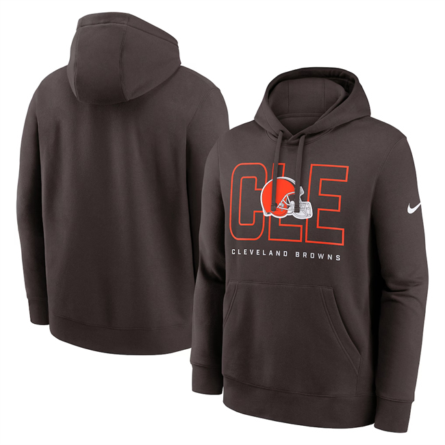 Men's Cleveland Browns Brown Busted Play Club Fleece Pullover Hoodie